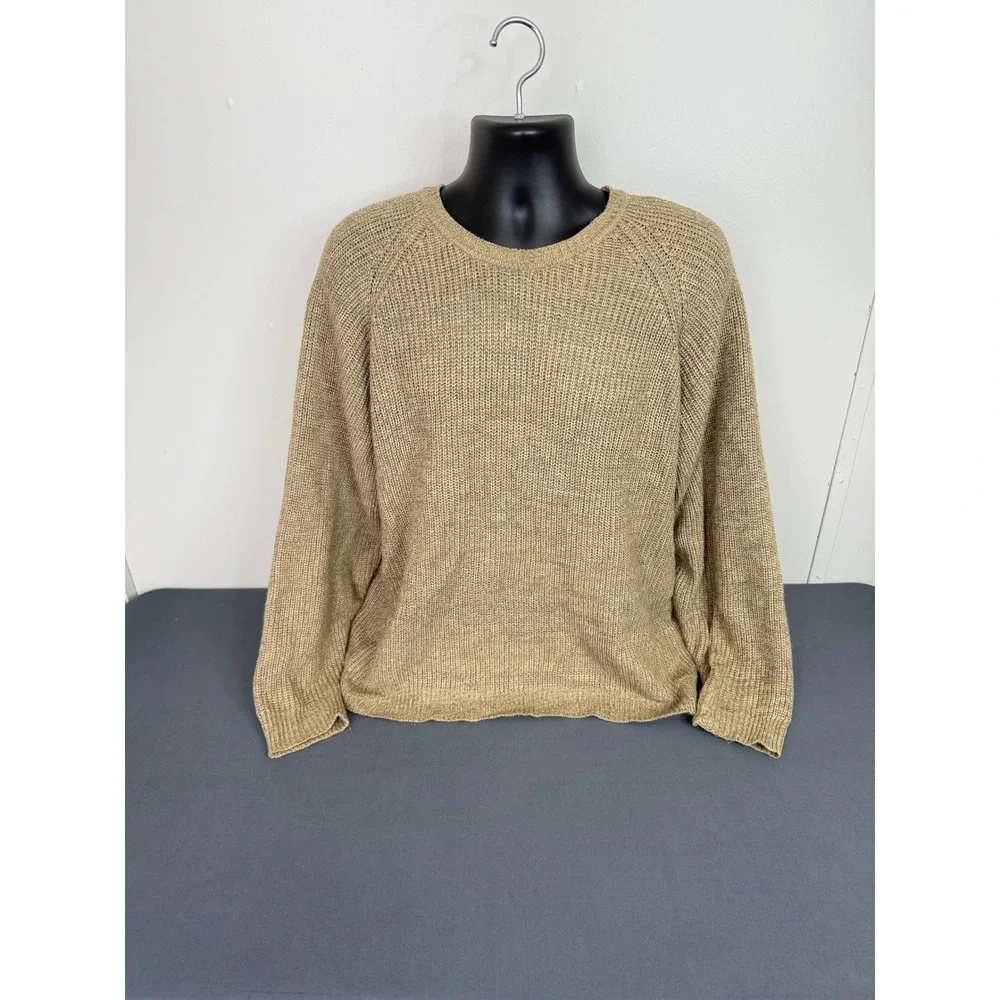 Jantzen Men's Crew Neck Pullover Knit Sweater Tan Size XL Cozycore Preppy